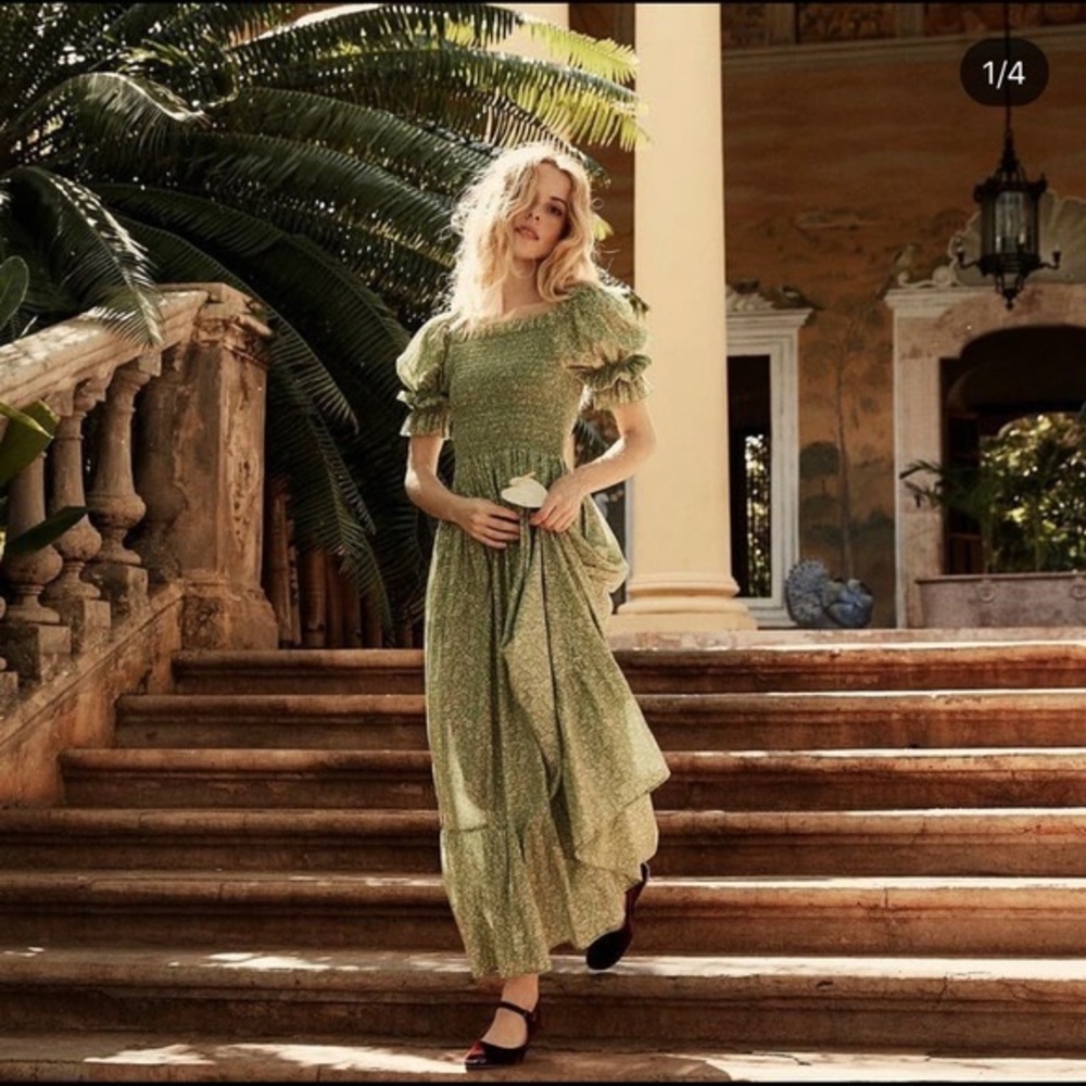 Doen Colette Dress in Garden Bloom / Green XS